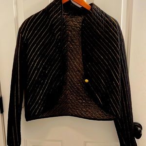 Reversible crop jacket gold/black